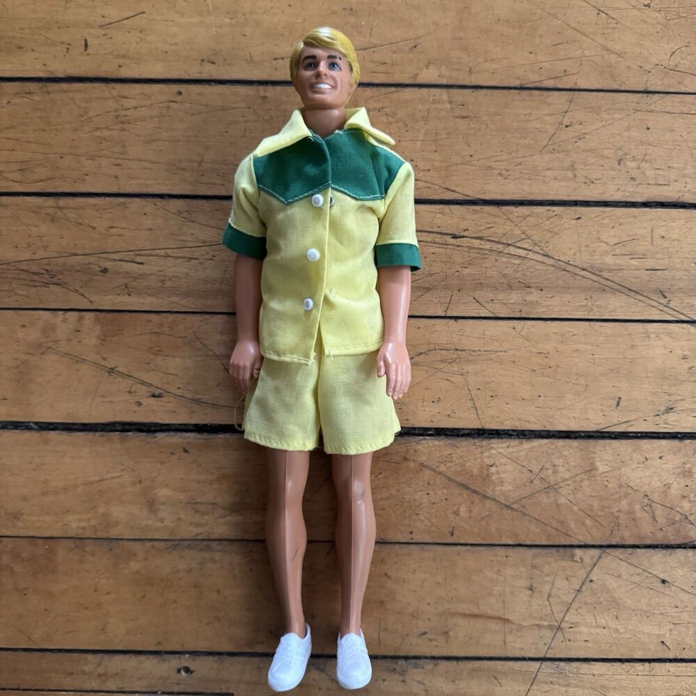 Blond 1968 Mattel Barbie Ken Doll With Clothes Blue Eyes Blonde Hair Shorts Vtg